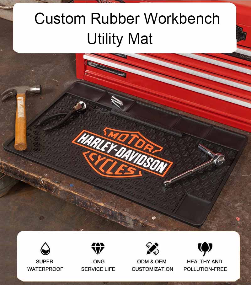 Harley Davidson Custom Repair Maintenance Tool Work Pad Bar & Shield Heavy Duty Rubber Workbench Utility Mat