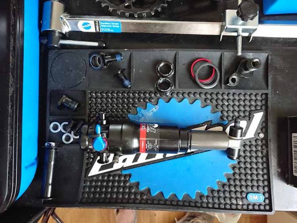 Park Tool Bicycle Parts Organizer Tray Custom Craftsman Maintenance Work Pit Mat Overhaul Utility Rubber Bench Mat