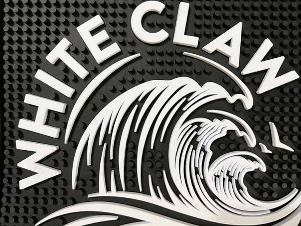 White Claw Hard Seltzer Custom Branded Soft PVC Rubber Service Counter Bar Mat Silicone Wine Beer Bar Drip Mat