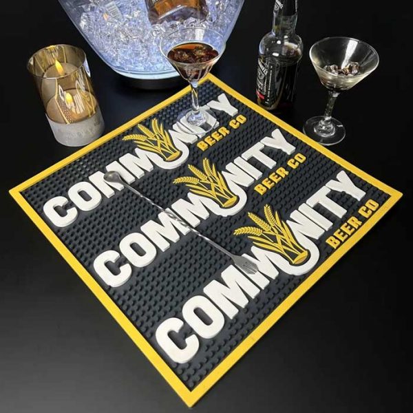 Community Beer Co Branded Soft PVC Pub Service Wine Bar Matt Rubber Drink Bartender Bar Counter Mats