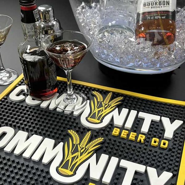 Community Beer Co Branded Soft PVC Pub Service Wine Bar Matt Rubber Drink Bartender Bar Counter Mats