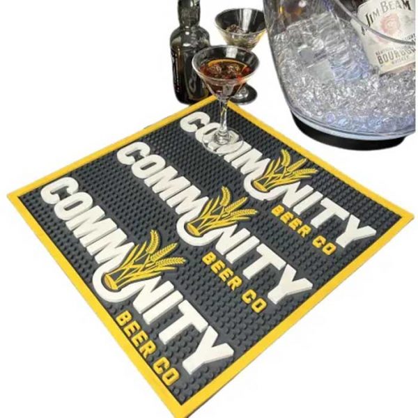 Community Beer Co Branded Soft PVC Pub Service Wine Bar Matt Rubber Drink Bartender Bar Counter Mats