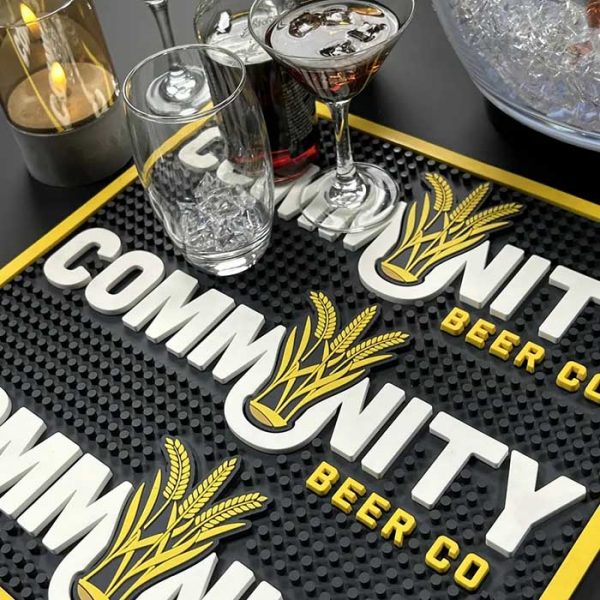 Community Beer Co Branded Soft PVC Pub Service Wine Bar Matt Rubber Drink Bartender Bar Counter Mats