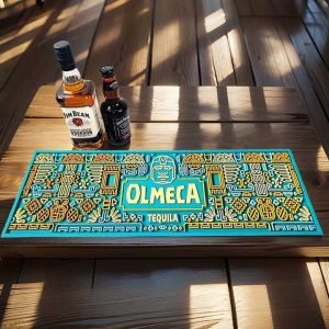 OLMECA Tequila Barware Custom Pub Bartender Drink Pvc Bar Runners Rubber Whiskey Wine Bar Spill Mats With Logos