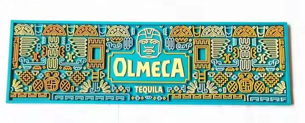 OLMECA Tequila Barware Custom Pub Bartender Drink Pvc Bar Runners Rubber Whiskey Wine Bar Spill Mats With Logos