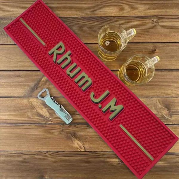 Rhum J.M Rums Branded Logo Cocktail Soft PVC Bar Runners Bartender Pub Drink Mat Custom Rubber Bar Mat For Spills