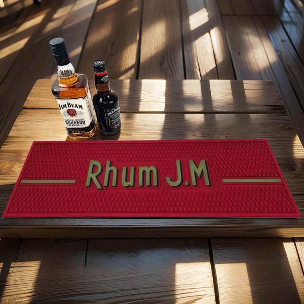 Rhum J.M Rums Branded Logo Cocktail Soft PVC Bar Runners Bartender Pub Drink Mat Custom Rubber Bar Mat For Spills