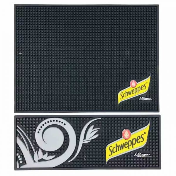 Schweppes Soft Drink Custom Logo Gin Bartender Rail Bar Mat Cocktail PVC Pub Beer Mats Rubber Bar Runners